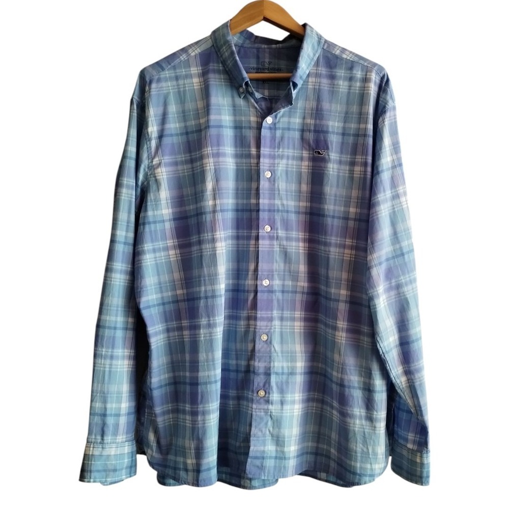 Vineyard Vines Mens Plaid Button Down Shirt Performance Classic Fit Whale Shirt‎